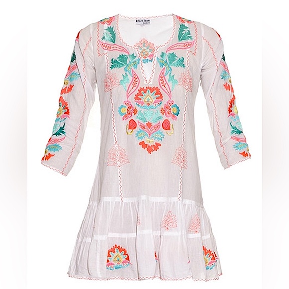 Juliet Dunn London embroidered white cover-up dress - Picture 1 of 4